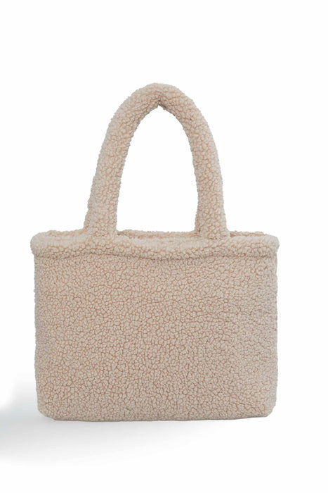 Magnetic Closure Teddy Fabric Shoulder Bag Handmade Daily Bag Handbag Tote Bag for Women,CK-41 Beige