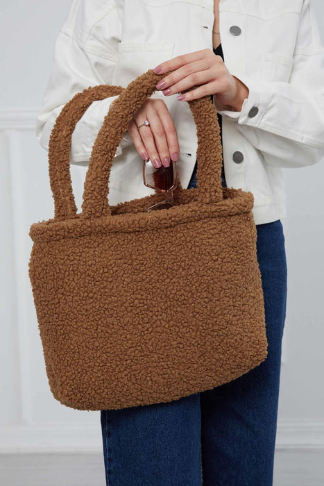 حقيبة كتف مصنوعة يدويًا من نسيج تيدي بإغلاق مغناطيسي، حقيبة يد يومية للنساء، CK-41