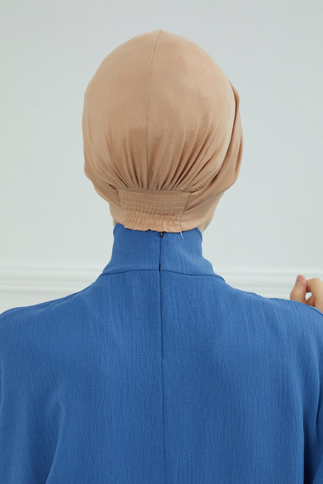 Maharajah Instant Turban Hijab for Women Headwrap Lightweight Headscarf Modest Headwear, Plain Stylish Bonnet Cap for Women,B-4 Sand Brown