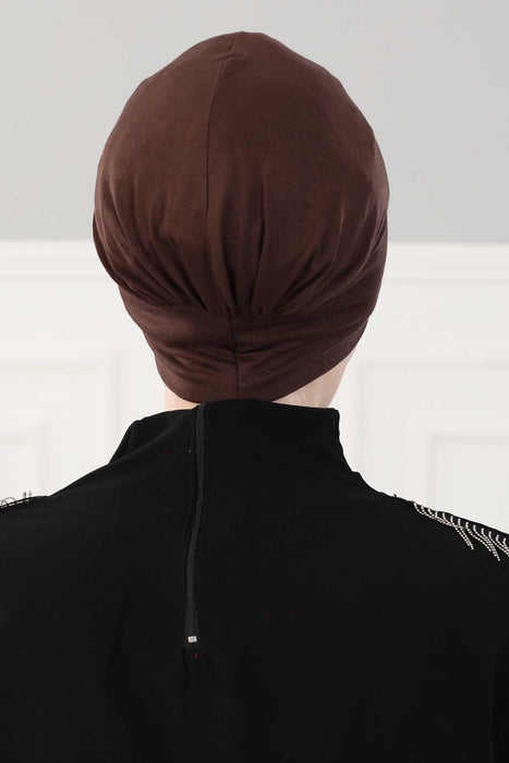 Maharajah Instant Turban Hijab for Women Headwrap Lightweight Headscarf Modest Headwear, Plain Stylish Bonnet Cap for Women,B-4 Brown