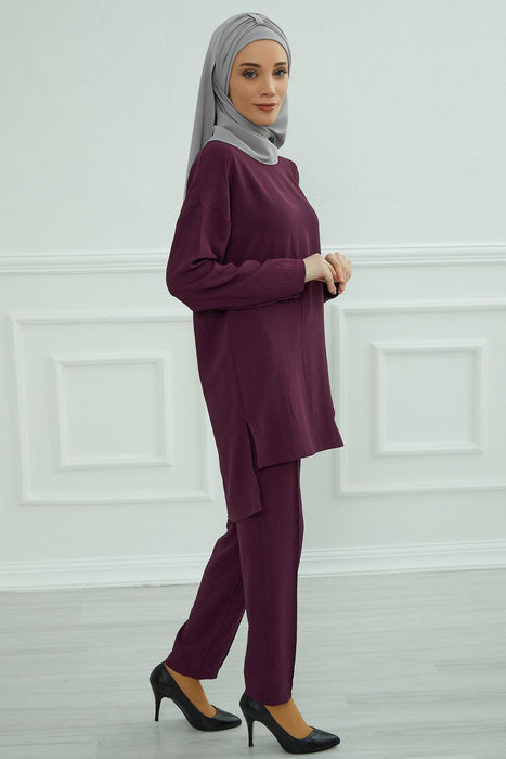 Modest Tunic Top and Pants Set, Long Sleeve Aerobin Tunic Pant Set, Full Cover Lightweight Modest Tunic Tops and Pants,TK-5