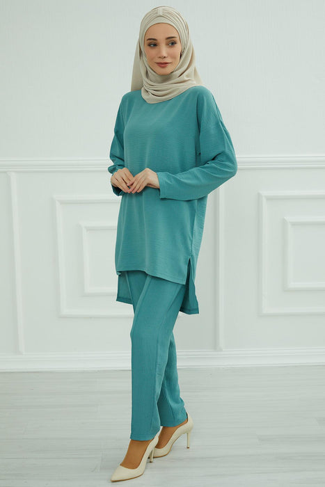 Modest Tunic Top and Pants Set, Long Sleeve Aerobin Tunic Pant Set, Full Cover Lightweight Modest Tunic Tops and Pants,TK-5