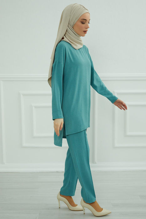 Modest Tunic Top and Pants Set, Long Sleeve Aerobin Tunic Pant Set, Full Cover Lightweight Modest Tunic Tops and Pants,TK-5