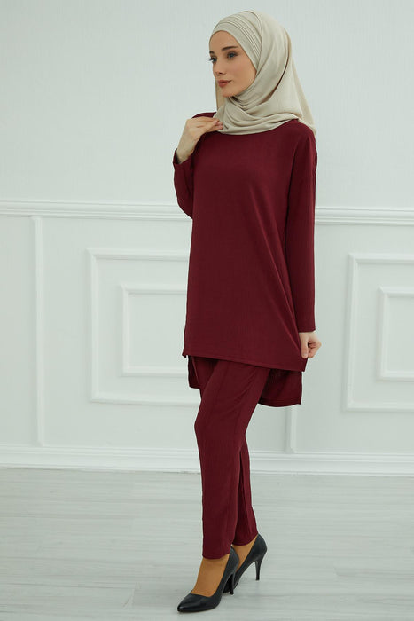 Modest Tunic Top and Pants Set, Long Sleeve Aerobin Tunic Pant Set, Full Cover Lightweight Modest Tunic Tops and Pants,TK-5