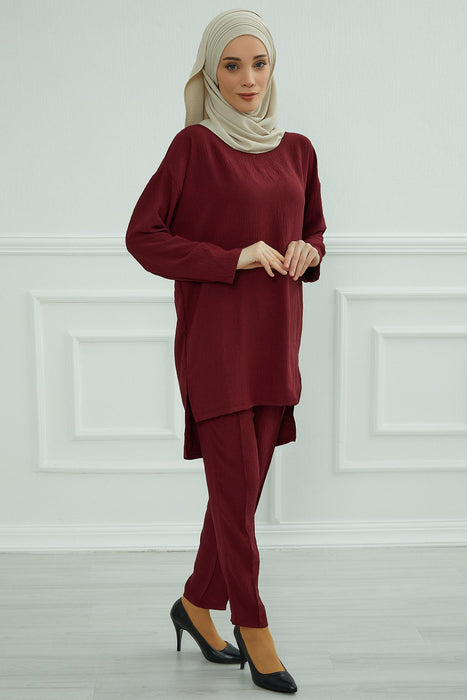 Modest Tunic Top and Pants Set, Long Sleeve Aerobin Tunic Pant Set, Full Cover Lightweight Modest Tunic Tops and Pants,TK-5