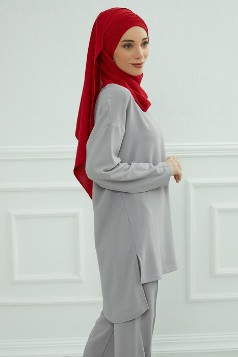 Modest Tunic Top and Pants Set, Long Sleeve Aerobin Tunic Pant Set, Full Cover Lightweight Modest Tunic Tops and Pants,TK-5