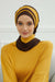 Multicolor Instant Turban Cotton Scarf Head Turbans For Women, Two Colours Cotton Instant Turban Headwear with Elegant Design,HT-80 Brown - Mustard Yellow