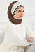 Multicolor Instant Turban Cotton Scarf Head Turbans with Unique Accessories For Women Headwear Stylish Elegant Design,HT-86 Brown - Ivory