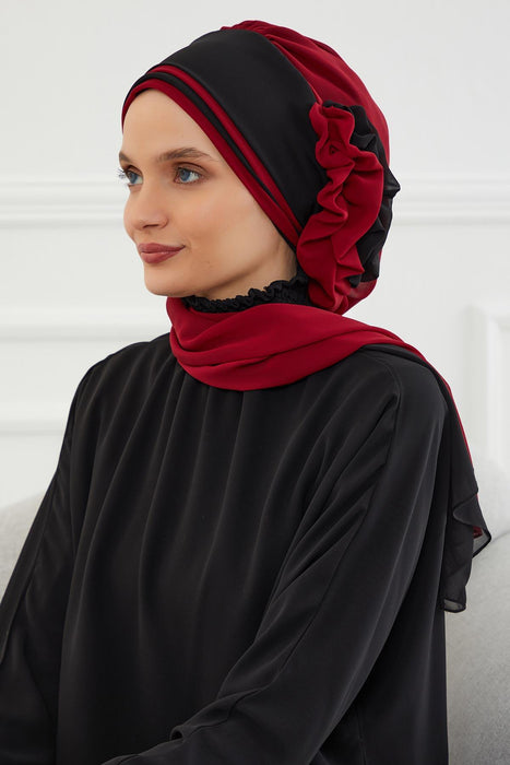 Multicolor Instant Turban Cotton Scarf Head Turbans with Unique Accessories For Women Headwear Stylish Elegant Design,HT-86 Brown - Ivory