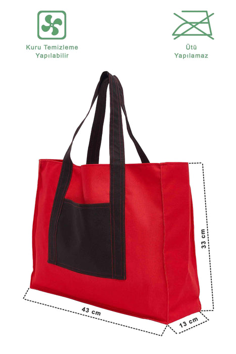 Polyamide Canvas Hand Shoulder Daily Tote Bag with Front Pocket Shopping Bag,C-11