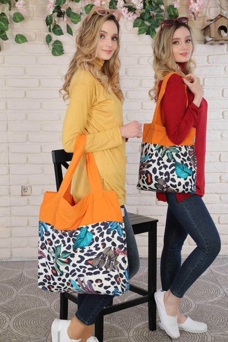 Polyester Hand Shoulder Bag for Women Tote Bag Casual Daily Bag Elephant Patterned Fabric Large Capacity,C-2B