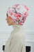 Printed Instant Turban for Women 95% Cotton Head Wrap, Lightweight Cancer Chemo Head Wear with Rose Detail at the Back Side,B-26YD Rose Garden