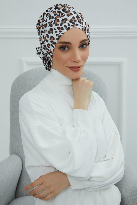 Printed Instant Turban for Women 95% Cotton Head Wrap, Lightweight Cancer Chemo Head Wear with Rose Detail at the Back Side,B-26YD Wild Elegance