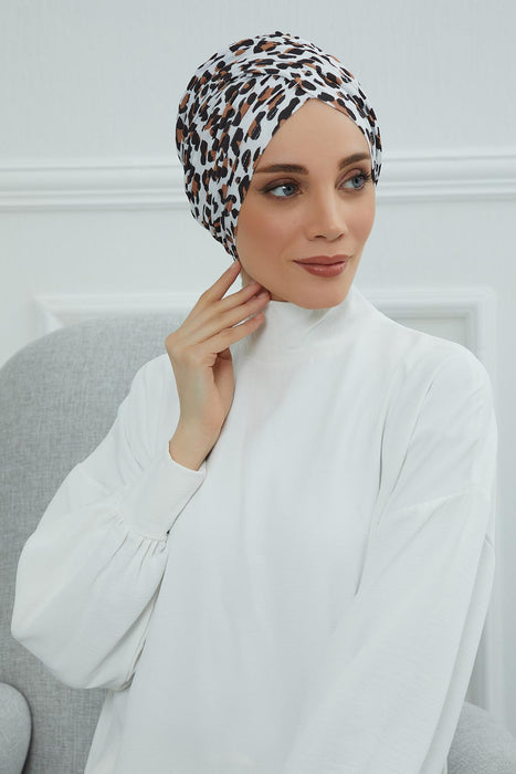 Printed Instant Turban for Women, 95% Cotton Pre-Tied Head Wrap, Lightweight Head Scarf Bonnet Cap with Beautiful Pattern Options,B-9YD Wild Elegance