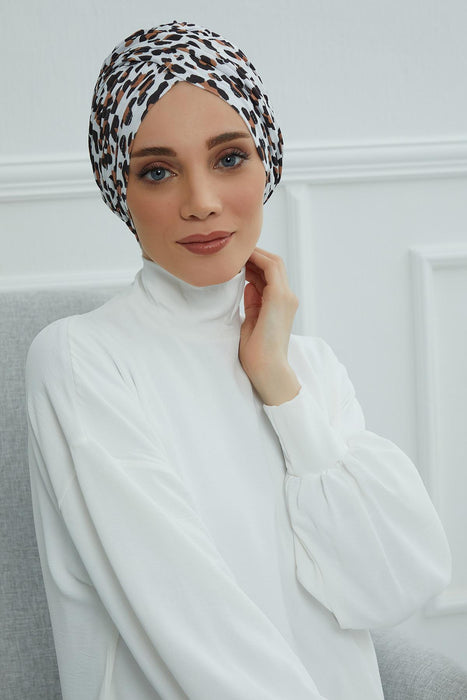 Printed Instant Turban for Women, 95% Cotton Pre-Tied Head Wrap, Lightweight Head Scarf Bonnet Cap with Beautiful Pattern Options,B-9YD Wild Elegance
