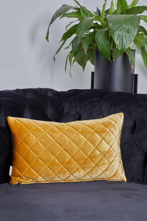Quilted Lumbar Pillow Cover, Sophisticated High Quality Velvet Throw Pillow Covers with Multiple Color Options for Elegant Home Decors,K-329 Mustard Yellow