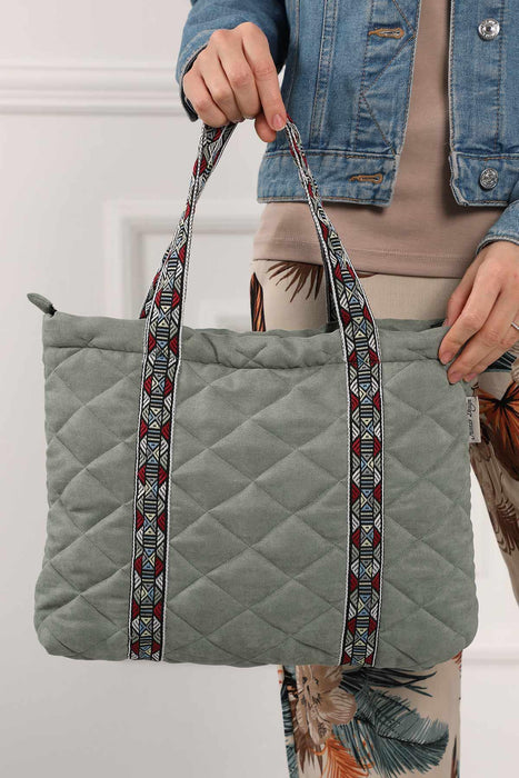 Quilted Polyester Knit Fabric Stylish Handbag with Beautiful Accessory for Women,CK-29