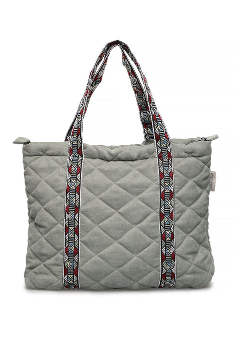 Quilted Polyester Knit Fabric Stylish Handbag with Beautiful Accessory for Women,CK-29