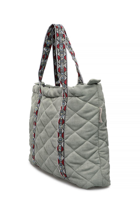 Quilted Polyester Knit Fabric Stylish Handbag with Beautiful Accessory for Women,CK-29