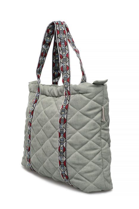 Quilted Polyester Knit Fabric Stylish Handbag with Beautiful Accessory for Women,CK-29