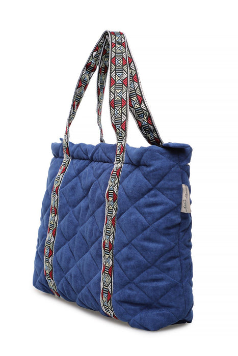 Quilted Polyester Knit Fabric Stylish Handbag with Beautiful Accessory for Women,CK-29