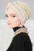 Maharajah Sequined Instant Turban Hijab Sparkling Gold Sequin Head Wrap Luxurious Pre-Tied Headscarf, Modest Fashion Bonnet Cap Wear,B-4MU Gold