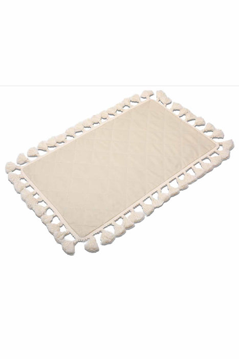 Set of 2 Washable Wipeable Placemats Polyester Table Mats Fringed Place mats Easy to Clean for Dining Table Set with Tassel,A-3