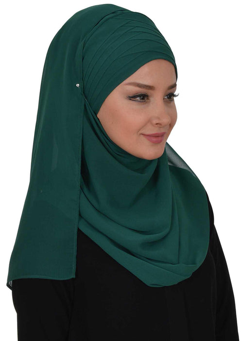 Shawl for Women Chiffon Head Wrap Instant Modesty Turban Cap Instant Scarf,CPS-62 Powder
