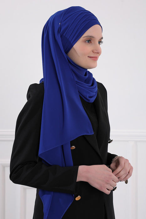 Shawl for Women Chiffon Head Wrap Instant Modesty Turban Cap Instant Scarf,CPS-62 Black