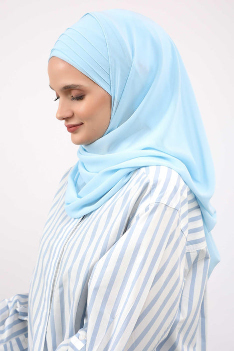 Shawl for Women Chiffon Head Wrap Instant Modesty Turban Cap Instant Scarf,CPS-62 Off-White