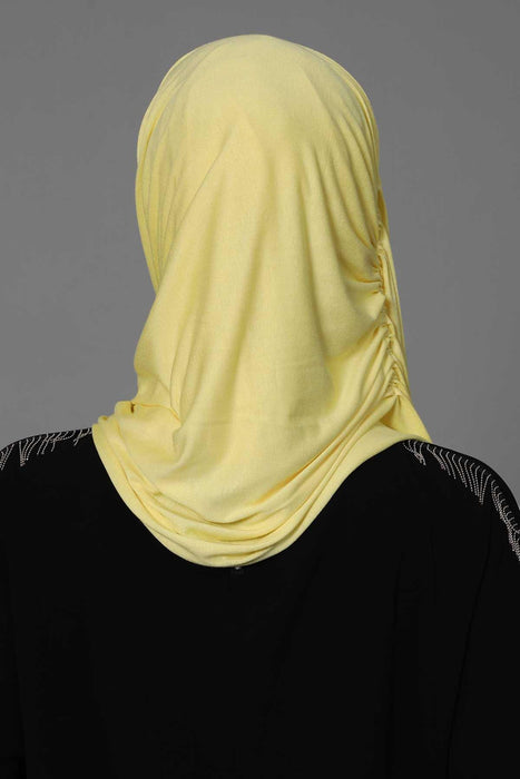 Shawl for Women Cotton Modesty Instant Turban Cap Hat Head Wrap Ready to Wear Side Pleated Scarf,PS-17 Yellow