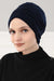 Shirred Elegance Head Turban For Women Fashion Instant Turban Shirred Head Scarf, Plain & Comfortable Stylish Bonnet Cap for Women,B-13 Navy Blue