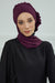 Aerobin Instant Turban Headscarf for Women, High Quality Quick-Tie Muslim Ruffled Turban Cover, Breathable Muslim Turban Gift for Mom,HT-73A Purple