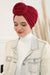 Smocked Shirred Instant Turban for Women, Cotton Lightweight Head Wrap with a Beautiful Design, Stylish Chemo Headwear Turban for Women,B-1 Maroon