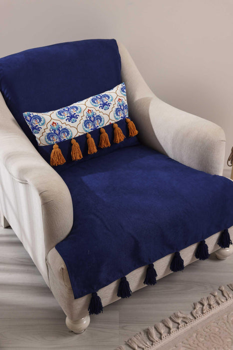 Boho-Inspired 1-Seater Slipcover with Handmade Tassels, Stylish Sofa Protector Cover for Modern Homes,KO-31T