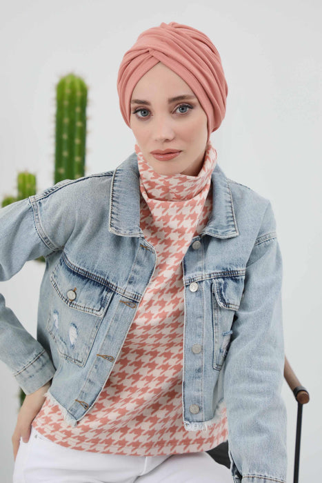 Soft and Stretchable Ribbed Turban Bonnet for Women, One-Size Winter Headwrap for Cold Weathers, Comfortable Polyviscose Ribbed Turban,B-9RB