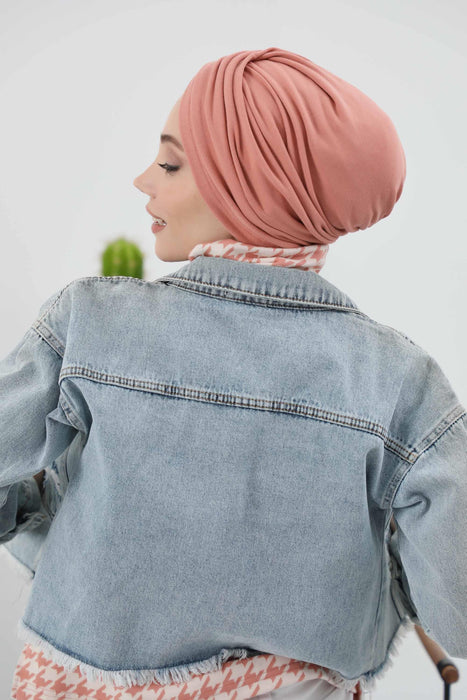 Soft and Stretchable Ribbed Turban Bonnet for Women, One-Size Winter Headwrap for Cold Weathers, Comfortable Polyviscose Ribbed Turban,B-9RB