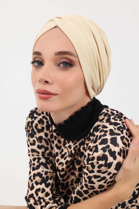 Soft and Stretchable Ribbed Turban Bonnet for Women, One-Size Winter Headwrap for Cold Weathers, Comfortable Polyviscose Ribbed Turban,B-9RB