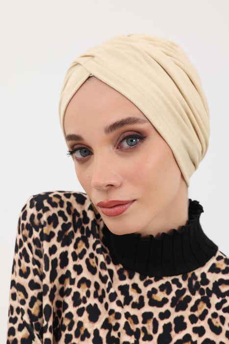 Soft and Stretchable Ribbed Turban Bonnet for Women, One-Size Winter Headwrap for Cold Weathers, Comfortable Polyviscose Ribbed Turban,B-9RB