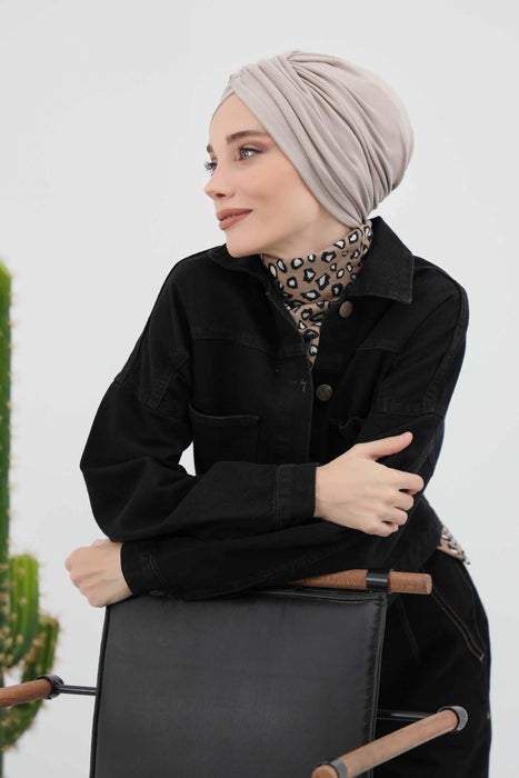 Soft and Stretchable Ribbed Turban Bonnet for Women, One-Size Winter Headwrap for Cold Weathers, Comfortable Polyviscose Ribbed Turban,B-9RB