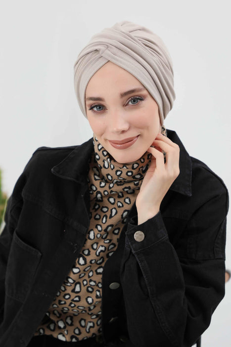 Soft and Stretchable Ribbed Turban Bonnet for Women, One-Size Winter Headwrap for Cold Weathers, Comfortable Polyviscose Ribbed Turban,B-9RB