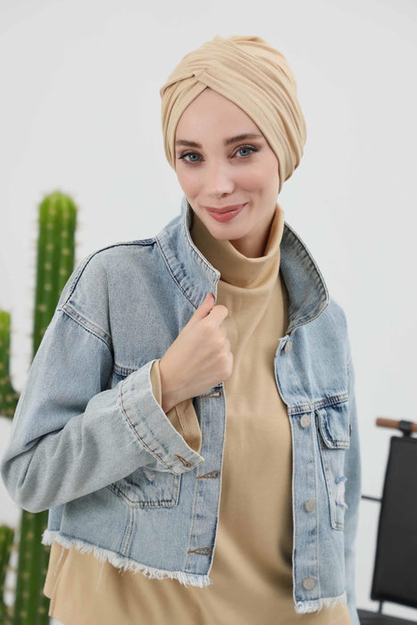 Soft and Stretchable Ribbed Turban Bonnet for Women, One-Size Winter Headwrap for Cold Weathers, Comfortable Polyviscose Ribbed Turban,B-9RB