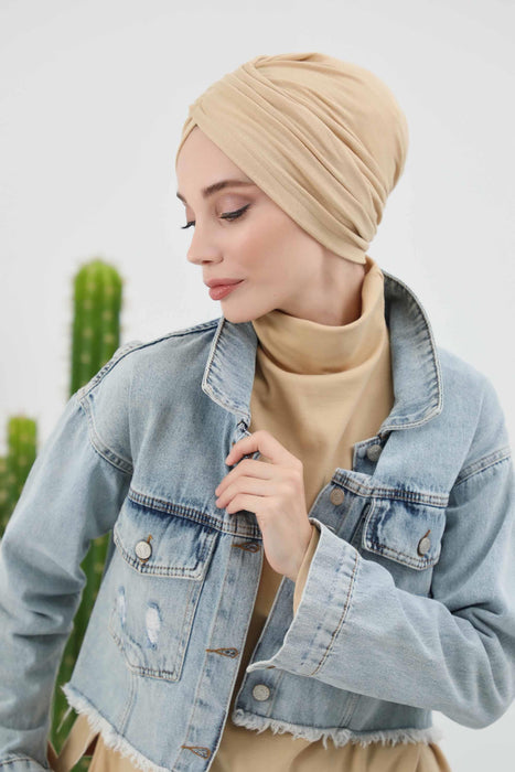 Soft and Stretchable Ribbed Turban Bonnet for Women, One-Size Winter Headwrap for Cold Weathers, Comfortable Polyviscose Ribbed Turban,B-9RB