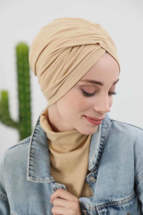 Soft and Stretchable Ribbed Turban Bonnet for Women, One-Size Winter Headwrap for Cold Weathers, Comfortable Polyviscose Ribbed Turban,B-9RB