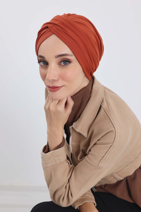 Soft and Stretchable Ribbed Turban Bonnet for Women, One-Size Winter Headwrap for Cold Weathers, Comfortable Polyviscose Ribbed Turban,B-9RB