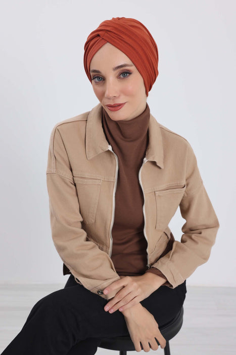 Soft and Stretchable Ribbed Turban Bonnet for Women, One-Size Winter Headwrap for Cold Weathers, Comfortable Polyviscose Ribbed Turban,B-9RB