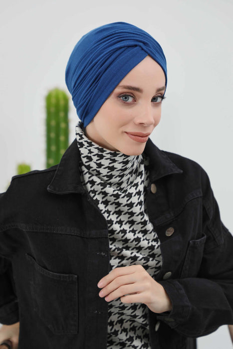 Soft and Stretchable Ribbed Turban Bonnet for Women, One-Size Winter Headwrap for Cold Weathers, Comfortable Polyviscose Ribbed Turban,B-9RB