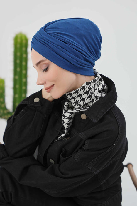 Soft and Stretchable Ribbed Turban Bonnet for Women, One-Size Winter Headwrap for Cold Weathers, Comfortable Polyviscose Ribbed Turban,B-9RB