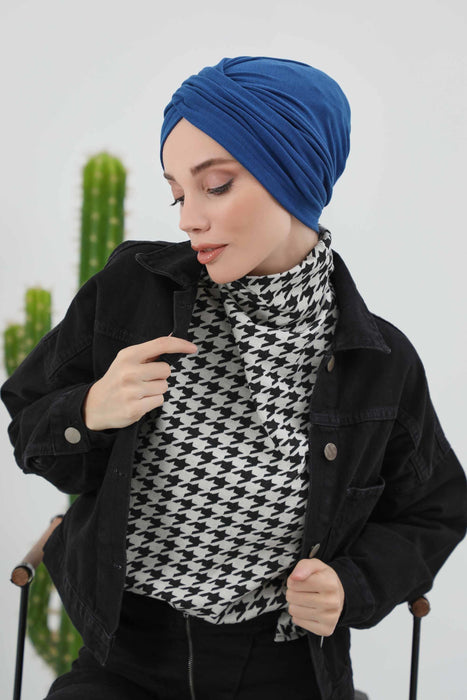 Soft and Stretchable Ribbed Turban Bonnet for Women, One-Size Winter Headwrap for Cold Weathers, Comfortable Polyviscose Ribbed Turban,B-9RB