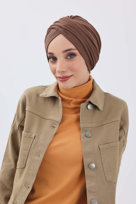 Soft and Stretchable Ribbed Turban Bonnet for Women, One-Size Winter Headwrap for Cold Weathers, Comfortable Polyviscose Ribbed Turban,B-9RB